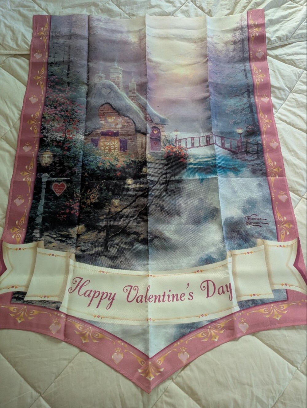 Thomas Kinkade Valentine's Day large garden flag